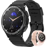 MODFU Smartwatch, Smartwatch Damen Herren, 1,3" Fitness Tracker Uhren für Android iOS, IP68 Wasserdicht Pulsmesser Schrittzähler Aktivitätstracker - Schwarz