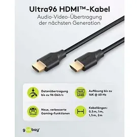 goobay Ultra96 HDMI Kabel HDMI auf HDMI 1 m Schwarz/Gold