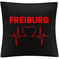 multifanshop Kissenbezug - Freiburg - Herzschlag - Druck rot - Kissen