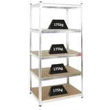Proregal Schwerlastregal Ragnar für Gesamtlast 875kg Maße: 180x90x60 Verzinkt Kellerregal, Steckregal, Garagenregal, Lagerregal