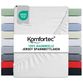 Komfortec Spannbettlaken Jersey 140 x 200 cm weiß