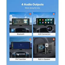 Vevor kabelloses Autoradio (254 mm) HD-Radio mit Touchscreen, Apple CarPlay & Android Auto, Bluetooth, USB, FM, Touchscreen