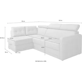 exxpo - sofa fashion Ecksofa »Arles, Federkern, OTTOs Choice, zeitlos, Breite 225cm, L-Form«, wahlweise mit Bettfunktion und Bettkasten, inkl. Kopfteilverstellung schwarz