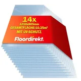 Floordirekt 10,25 m2 Hohlkammerplatte - 14x Stegplatten 60,5 x 121 cm - Doppelstegplatten aus Polycarbonat - Hohlkammerplatten für Gewächshaus & Modellbau (Transparent, 4 mm)