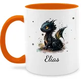 Tasse Tassen 325ml - Süßer Kleiner Drache mit Namen I Nachtdrache I Dragon I Drachen I Drachenzähmen - 325 ml - Orange - personalisierte kaffe name und wärmende drachenmotiv schwarzer dragons