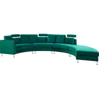 Beliani Sofa Samtstoff Dunkelgrün Halbrund Verstellbare Kopfstützen Wohnlandschaft Ecksofa Modulsofa Modern Wohnzimmer - Grün/Silber