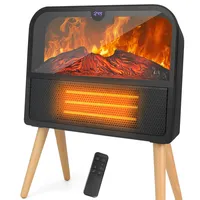 GuKKK 2000W Elektrokamin mit 3D Flamme Lampe,Heizer Elektrisch Feuer PTC Elektrischer Kamin mit Fernbedienung,Keramik Heizlüfter Energiesparend,LC-Display,Leise,Elektrische Heizung Schlafzimmer, Büro