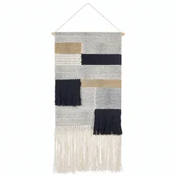 Wandbehang Makramee HANGU 114 cm Baumwolle Beige