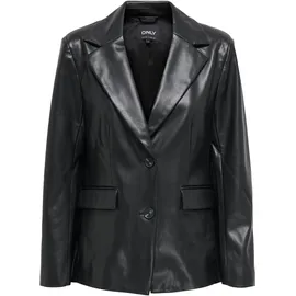 Only Lederblazer ONLY "ONLVERONA FAUX LEATHER FIT BLAZER CC OTW", Damen, Gr. XS, grün (schwarz), Obermaterial: 100% Polyester, unifarben, slim fit, Blazer