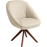 Koinor Armlehnstuhl, Creme, Textil, Leder, Echtleder, Nappaleder, Nussbaum, vollmassiv, Drehkreuz, 61x89x70 cm, Beinauswahl, Lederauswahl, Stoffauswahl, inklusive Armlehnen, automatische Rückholfunktion, gepolsterte Sitzfläche 320° drehbar, Esszimmer, Stühle, Esszimmerstühle, Armlehnenstühle