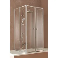 WELLTIME Badewannenaufsatz WELLTIME "Summer", grau (chromfarben), B:104cm H:140cm, Duschwände, Badewannenfaltwand, Glaswand bestehend aus 6 Elementen, Topseller