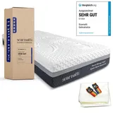 scarnatti Kaltschaummatratze 90x200 cm - 27 cm 7-Zonen + Gel Memory Foam H3-H4 Bambus Aktivkohle druckentlastend inkl. Vacuumbeutel für Ma...