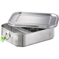 APS Lunchbox Edelstahl Lunchbox/Brotdose 1.400 ml inkl. Trennwand/auslaufsichere Frischhaltedose/Bento Box für Kinder, Freizeit / Erwachsene/große Vesperbox, Silber