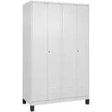 C+P Doppel-Spind Classic PLUS, Füßen, 4 Abteile, HxBxT 195x120x50cm, Zylinderschloss, Verkehrsweiß von PROREGAL