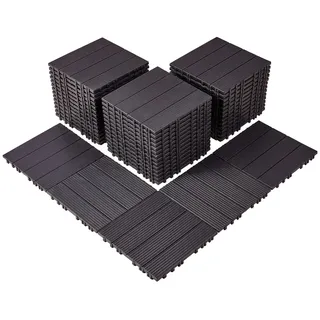 Vevor Terrassenfliesen, 54er-Set, Balkonfliesen 295x295mm, Klickfliesen, wasserdichter Kunststoff-Bodenbelag für den Außenbereich, Terrassenbodenbelag für Veranda, Pool, Balkon, Hinterhof, Braun