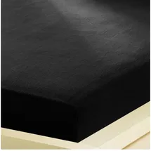 BettwarenShop Spannbettlaken Feinbiber 180 x 200 - 200 x 200 cm schwarz