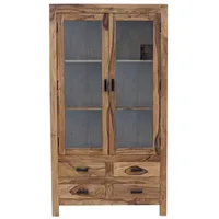 LAKSHMI-indisches-moebelhaus.de Vitrine Rami 100x180x45 aus indischem Sheesham-Massivholz