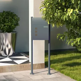 Homcom Briefkasten Silber inkl. Zeitungsfach