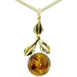 Kette mit Anhänger OSTSEE-SCHMUCK "Ostsee-Schmuck Kette mit Anhänger Blüte Kette mit Anhänger Blüte" Gr. 45, gold (goldfarben), Halsketten, Damen, 45cm, Gelbgold 333, L: 42cm