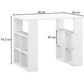 Vicco Schreibtisch Arwen Weiß, 8 Fächer 2 Ablagen