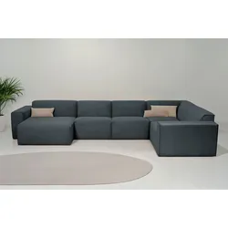 Wohnlandschaft INOSIGN "Clayton", grau, B:371cm H:70cm T:220cm, 100% Polyester, Sofas, in einem trendigen Cord-Bezug, verschiedene Kombinationen verfügbar