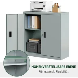 Woltu Aktenschrank 90 x 92,5 x 40 cm grau