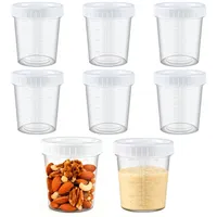 HHXUUAN Kleine Dosen Plastikdosen mit Deckel Plastik, 8 Stück Wiederverwendbar Frischhaltedosen, 120ml/40oz Gefrierdosen mit Messskala für Soßen Salat Joghurt