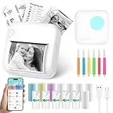 GuKKK Mini Drucker, Mobiler Fotodrucker, Tragbarer Mini Fotodrucker, Wireless Fotodrucker Thermodrucker, Smartphone Bluetooth Drucker, für Lernhilfe,Lernnotizen, Journal, Notizen, Journal (Blau)