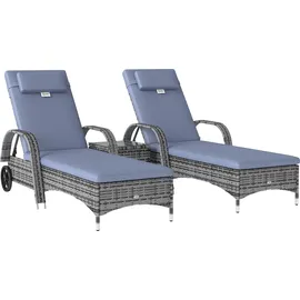 Outsunny Gartenliege Set 3-tlg. grau