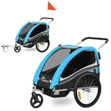 SAMAX 360° drehbarer Fahrradanhänger 2in1 Jogger - in Blau - Black Edition