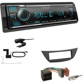 EHO Kenwood KMM-BT508DAB 1-DIN Digital Media Receiver Autoradio DAB+ Bluetooth Amazon Alexa Einbauset passend für Renault Laguna III ab 2007 schwarz