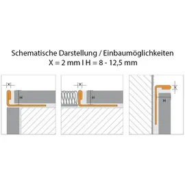 Proline Fliesenschiene als Winkelprofil, Edelstahl (V2A) glänzend, Länge 2,50 m 10 mm Fliesenprofil