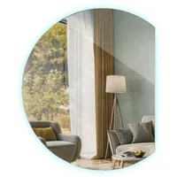 Tulup LED, Blaugrau, Glas, 63x70x0.4 cm, Spiegel, Wandspiegel -
