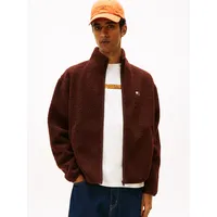 Tommy Hilfiger Sweatjacke »BADGE TEDDY« Relaxed fit, Teddy-Fleece, Stehkragen Gr. M, rich Brown, , 93154725-M