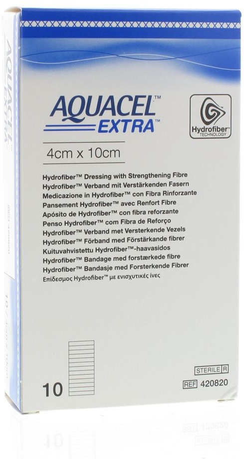 AquacelTM ExtraTM Hydrofiber mit verstärkenden Fasern 10 x 4 cm