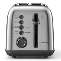 BUYDEEM DT620E Retro Toaster,2 Slices,Stainless Steel,7 browning levels,bread,sandwich,bagel,muffin,Removable Crumb Tray,Extra Wide Slots,900Watt,Black&Sliver