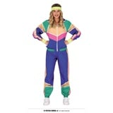 FIESTAS GUIRCA 90er oder 80er Trainingsanzug Fasching Damen - Größe M 38 – 40-80 er Jahre Kostüm Damen - Blauer 80er Jahre Jogginganzug - 90er Jahre Outfit für Karneval, Bad Taste Outfit