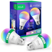 Nous P3 Smarte WIFI Glühbirne RGB E27, Kompatibel mit Matter, Alexa, Home Assistant & Apple HomeKit, Smart Home, Fernbedienung, LED Lampe Farbwechsel, RGB Glühbirne, 2.4 GHz WiFi