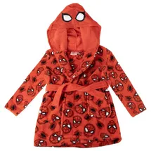 Cerdá Disney Bademantel Kinder Fleece-Bademantel mit Spiderman Kapuze, 100% Polyester, rot
