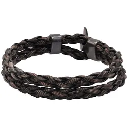 Armband STEUER "Kunstleder braun geflochten", braun, Armbänder, Damen, 21,0cm, Metall, glitzernd, Lederarmband