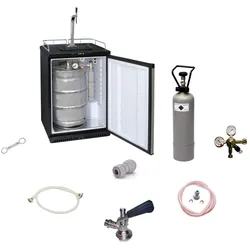 Fassbierkühlschrank Komplett-Set   50L Bierzapfanlage mit Schanksäule & Kompensatorhahn, ohne