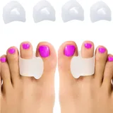 Zehenstrecker (4 Stück) white Gel Zehenspreizer für Hallux Valgus Korrektur, überlappende Zehen Silikon Zehentrenner