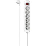 Hama Steckdosenleiste 6-Fach, Schalter, 1,4m (Steckdosenleiste mit Schalter, 6 Fach Steckdosenleiste, Mehrfachsteckdose, Mehrfachstecker, Schalter beleuchtet, optim. Schalterposition, 45°) weiß