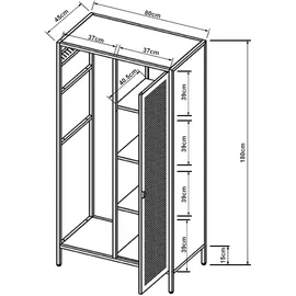 [en.casa] Kleiderschrank Puumala 180x80x45 cm Metall Schwarz