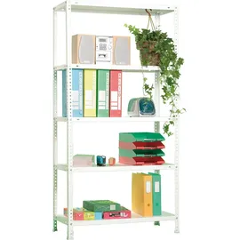 Simon Rack SimonRack Schwerlastregal, Lagerregal, 180x80x40 Metallregal Kellerregal, Biegestelle 100 kg, 5 Fachböden, Weiss - Comfort