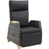 Tectake tectake® Rattansessel, mit Aluminiumgestell, verstellbare Rückenlehne und Fußablage, dicke Polsterung, 68,5 x 67 - 128 x 87 - 104 cm