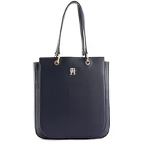 Tommy Hilfiger Damen Tote Bag Tasche TH Emblem Work Tote mit Reißverschluss, Blau (Space Blue), Einheitsgröße