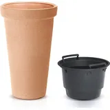 CASARIA® Blumentopf 42L 63x40cm XXL Pflanzkübel Hoch Rund Kunststoff Winterfest Garten Terrasse Übertopf Pflanzkasten Blumenkübel Terracotta - Orange