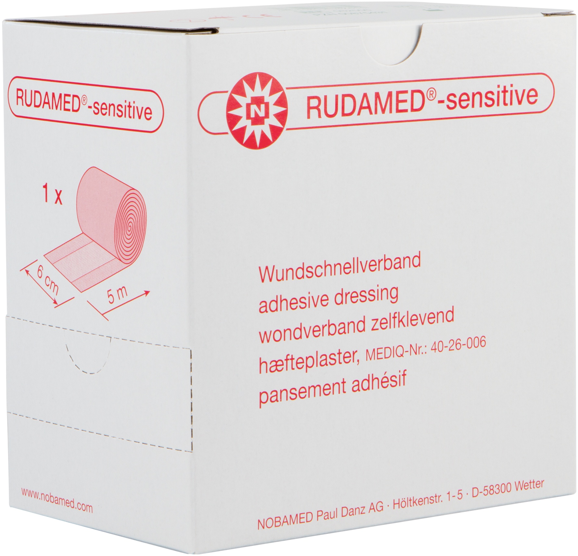 RUDAMED sensitive Wundschnellverband gerollt aus Vliesstoff