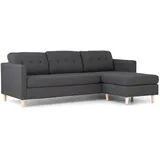 VCM Marino Sofa, Chaiselongsofa rechts oder links gewendet in dunkelgrauen Stoff mit Holzbeinen.